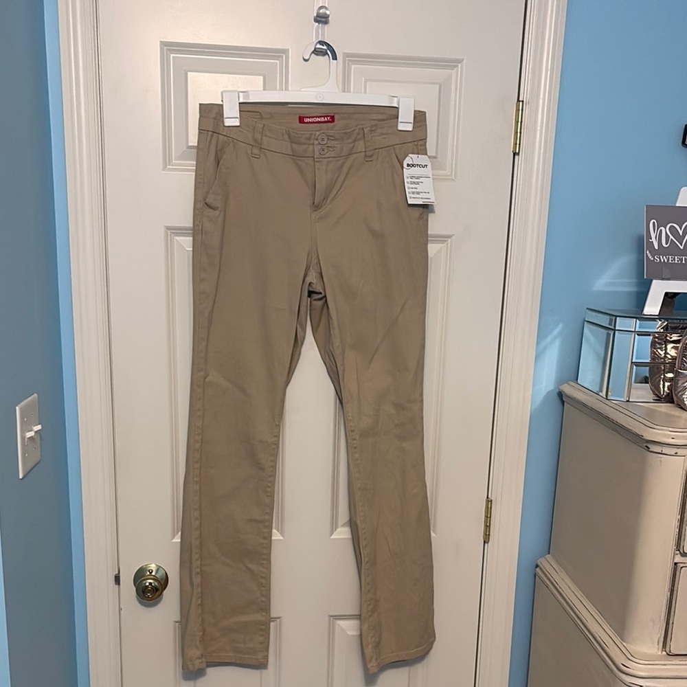 Tan Straight-Leg Pants